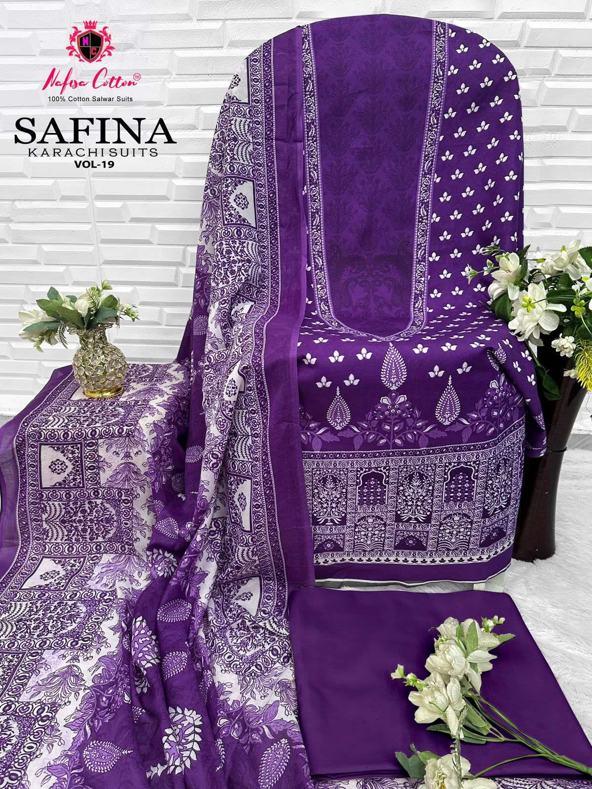 SAFINA KARACHI SUITS VOL - 19 OPEN PIC BY NAFISHA COTTON